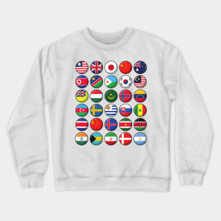 Flags Of The World Crewneck Sweatshirt - International Flags of the World 30 Countries Circles by DetourShirts
